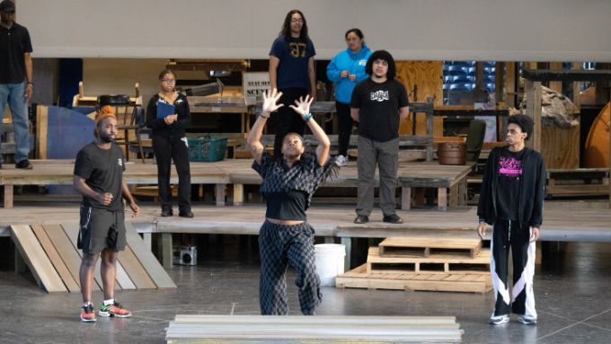 Group rehearsing on Starlight stage for Once on this Island