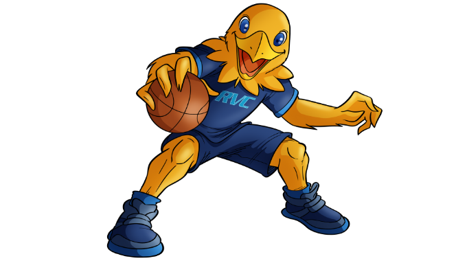 illustrated mascot playing basketball