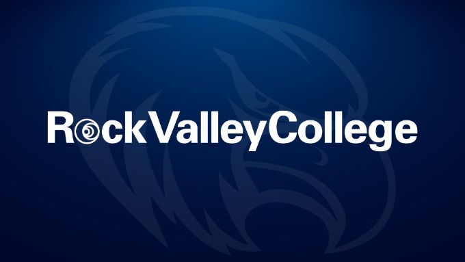 Rock Valley College logo with Golden Eagle head in the background