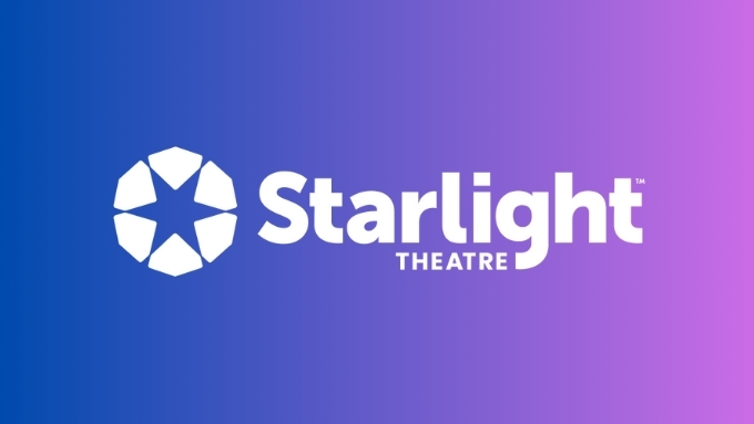 Starlight Shakes starlight theatre in whie with a purple and blue background