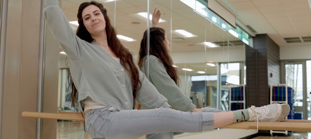 student posing in ballet class